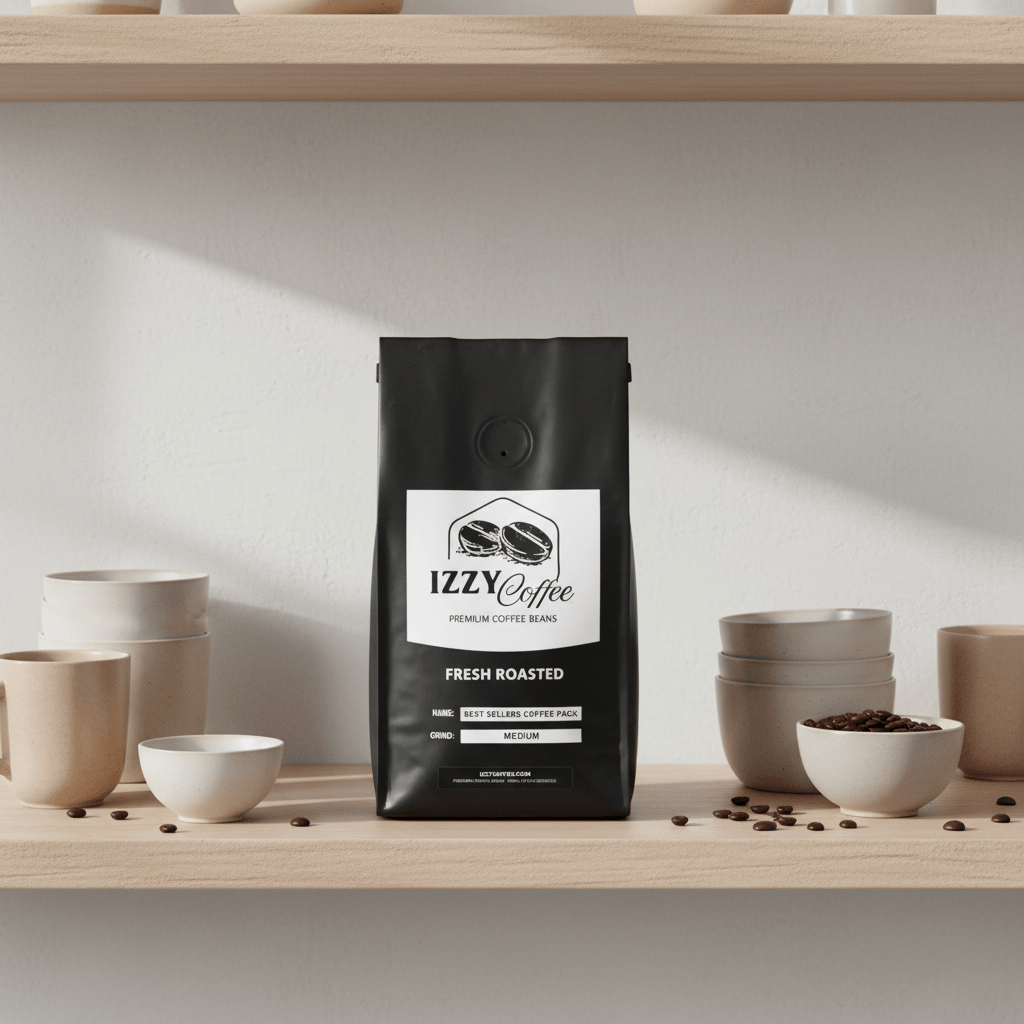 Best Sellers Coffee Pack Izzy Coffee fresh roasted coffee lifestyle image for brewing and gifting