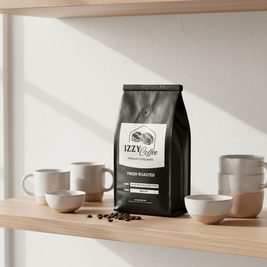 House Breakfast Blend Coffee Izzy Coffee fresh roasted coffee lifestyle image for brewing and gifting