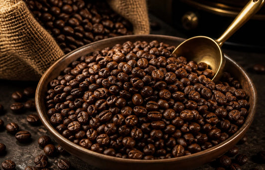 Premium Izzy Coffee beans styled for an online coffee guide