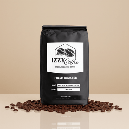 Bali Blue Mountain Coffee Izzy Coffee fresh roasted coffee lifestyle image for brewing and gifting