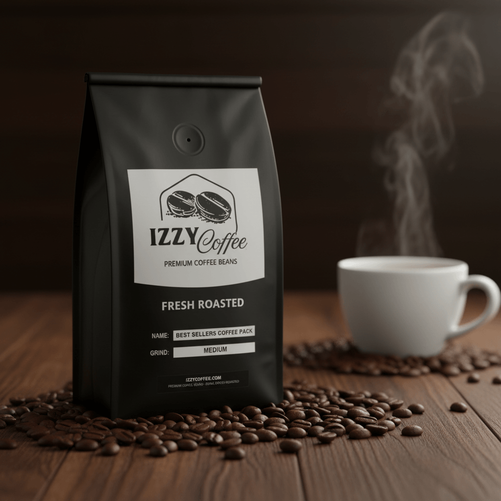 Best Sellers Coffee Pack Izzy Coffee fresh roasted coffee lifestyle image for brewing and gifting