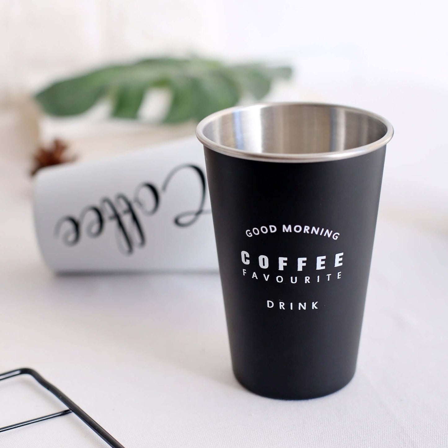 Stainless Steel Coffee Cup with Lid Izzy Coffee brewing accessory detail image for home coffee setup