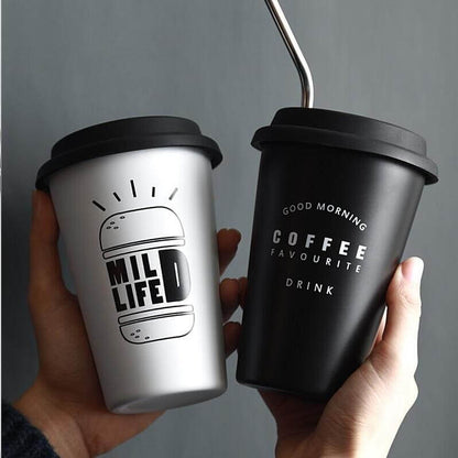 Stainless Steel Coffee Cup with Lid Izzy Coffee brewing accessory detail image for home coffee setup
