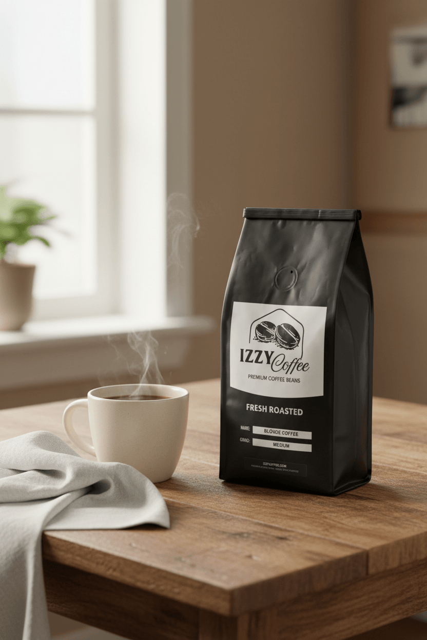 Blonde Coffee Izzy Coffee fresh roasted coffee lifestyle image for brewing and gifting