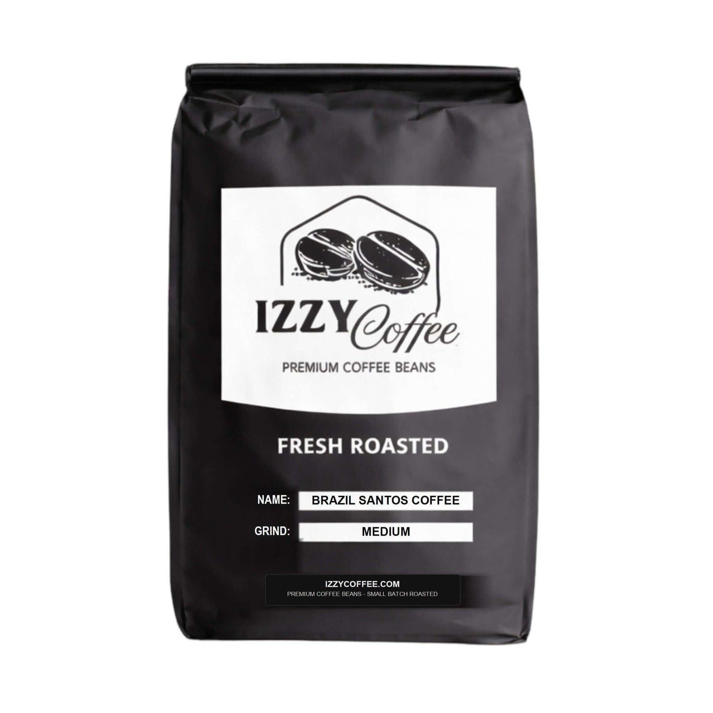 Brazil Santos Coffee Izzy Coffee product packaging with clear label for online shopping