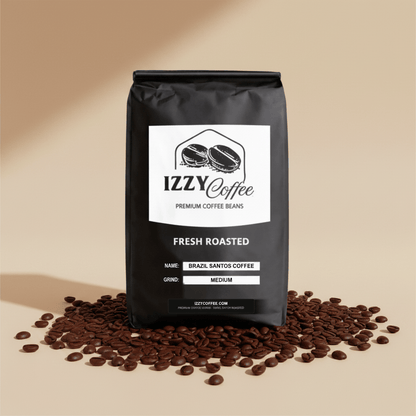 Brazil Santos Coffee Izzy Coffee fresh roasted coffee lifestyle image for brewing and gifting