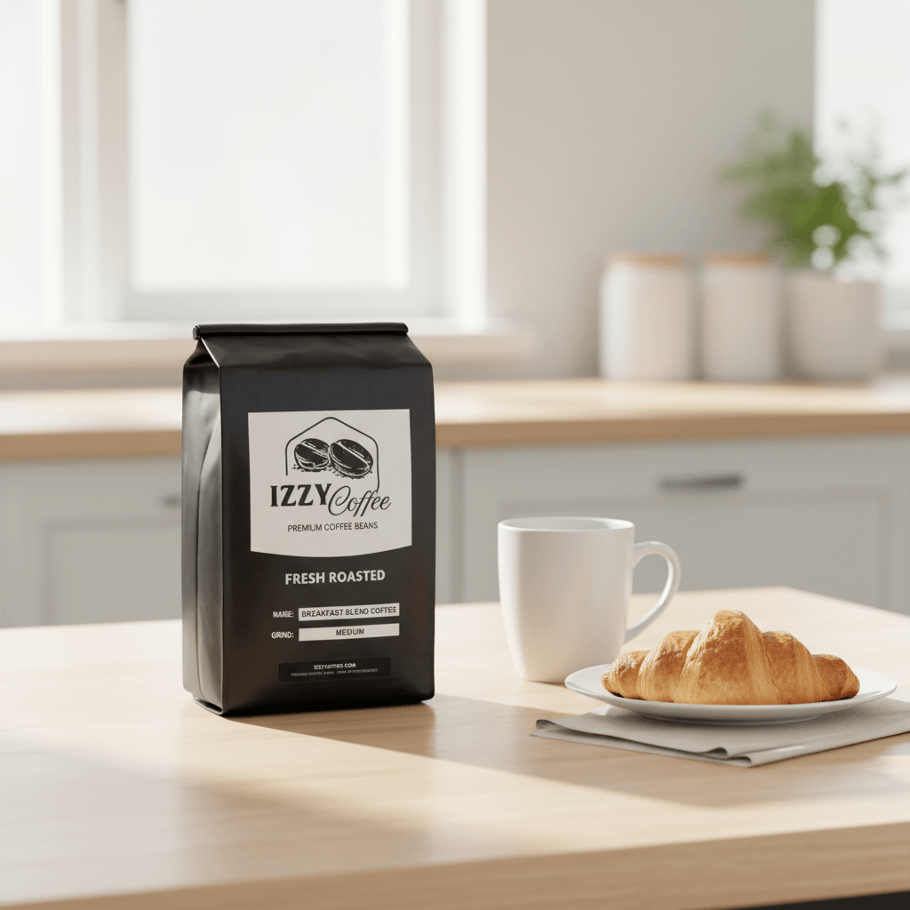 Breakfast Blend Coffee Izzy Coffee fresh roasted coffee lifestyle image for brewing and gifting