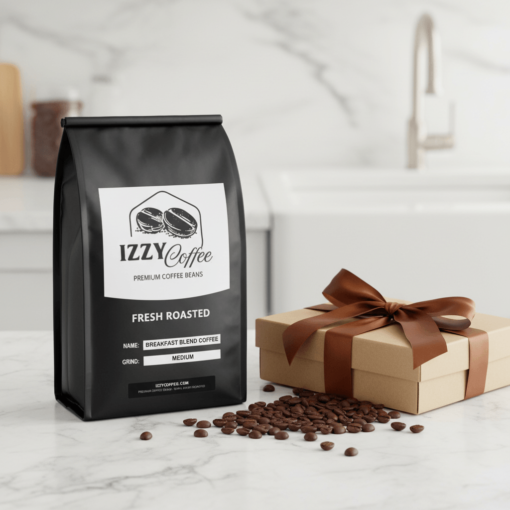 Breakfast Blend Coffee Izzy Coffee fresh roasted coffee lifestyle image for brewing and gifting