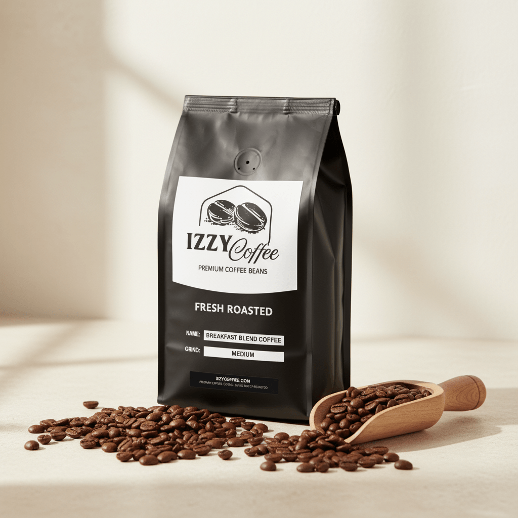 Breakfast Blend Coffee Izzy Coffee fresh roasted coffee lifestyle image for brewing and gifting
