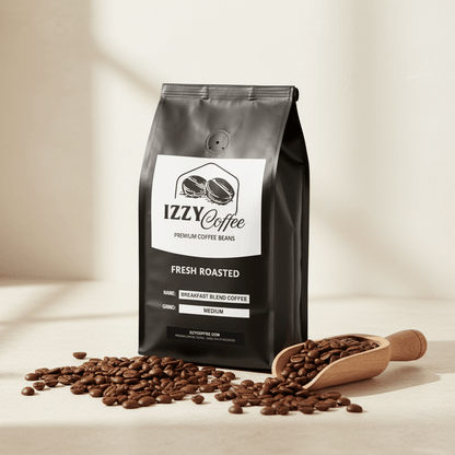 Breakfast Blend Coffee Izzy Coffee fresh roasted coffee lifestyle image for brewing and gifting