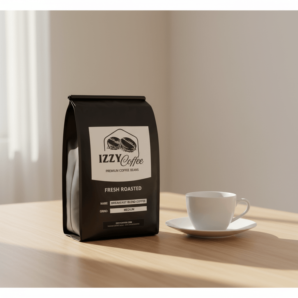 Breakfast Blend Coffee Izzy Coffee fresh roasted coffee lifestyle image for brewing and gifting