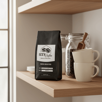 Breakfast Blend Coffee Izzy Coffee fresh roasted coffee lifestyle image for brewing and gifting