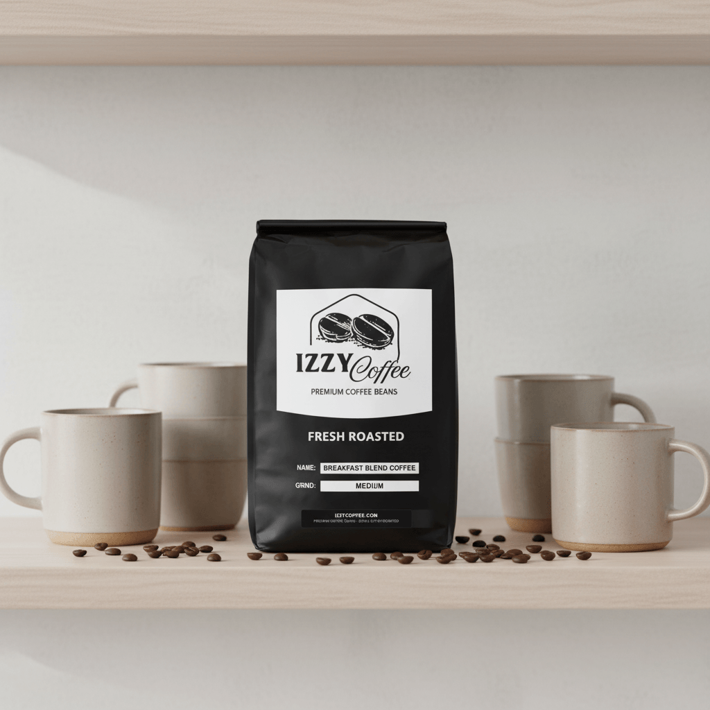 Breakfast Blend Coffee Izzy Coffee fresh roasted coffee lifestyle image for brewing and gifting