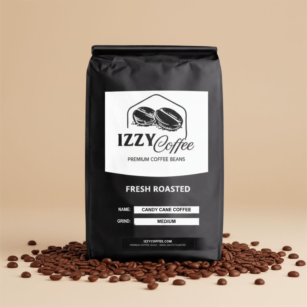 Candy Cane Coffee Izzy Coffee fresh roasted coffee lifestyle image for brewing and gifting