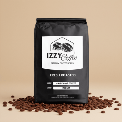 Candy Cane Coffee Izzy Coffee fresh roasted coffee lifestyle image for brewing and gifting