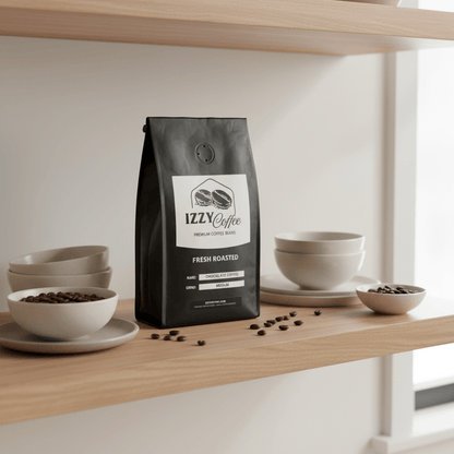 Chocolate Coffee Izzy Coffee fresh roasted coffee lifestyle image for brewing and gifting