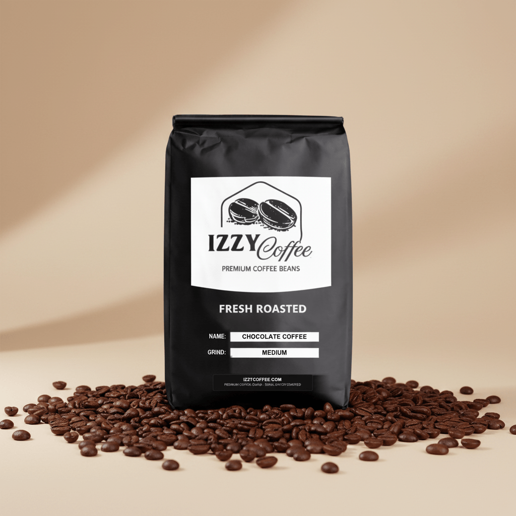 Chocolate Coffee Izzy Coffee fresh roasted coffee lifestyle image for brewing and gifting