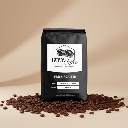 Chocolate Coffee Izzy Coffee fresh roasted coffee lifestyle image for brewing and gifting