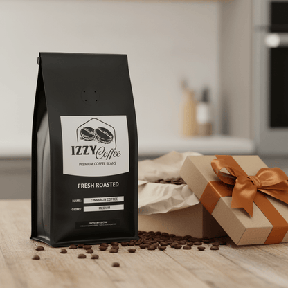Cinnabun Coffee Izzy Coffee fresh roasted coffee lifestyle image for brewing and gifting