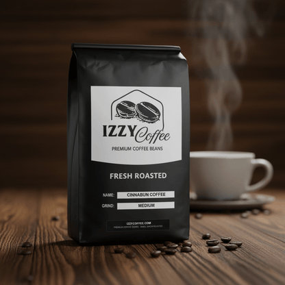Cinnabun Coffee Izzy Coffee fresh roasted coffee lifestyle image for brewing and gifting