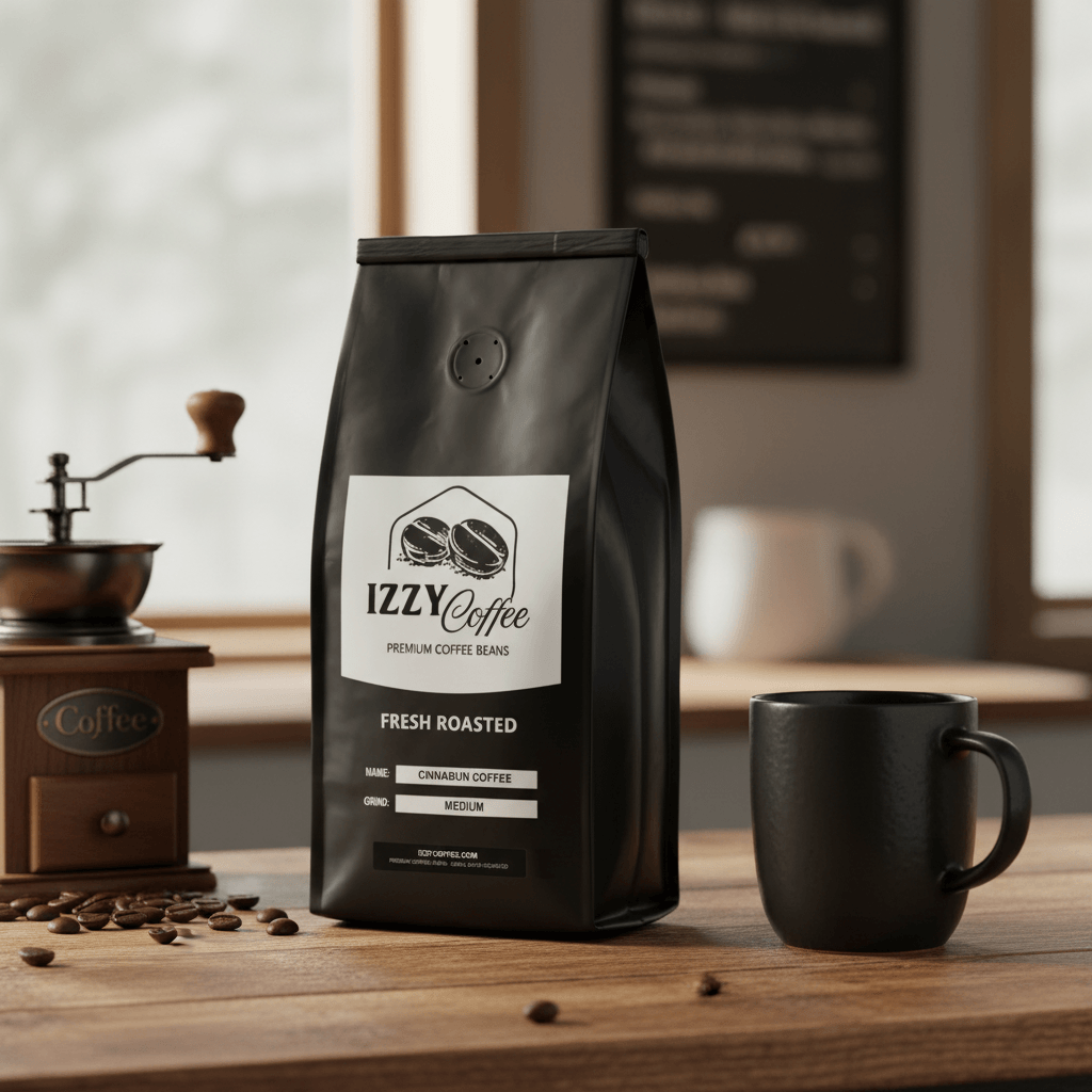 Cinnabun Coffee Izzy Coffee fresh roasted coffee lifestyle image for brewing and gifting