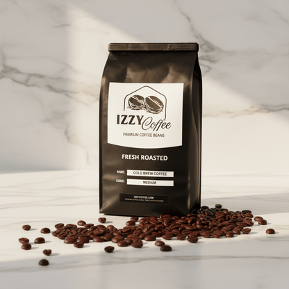 Cold Brew Coffee Izzy Coffee fresh roasted coffee lifestyle image for brewing and gifting