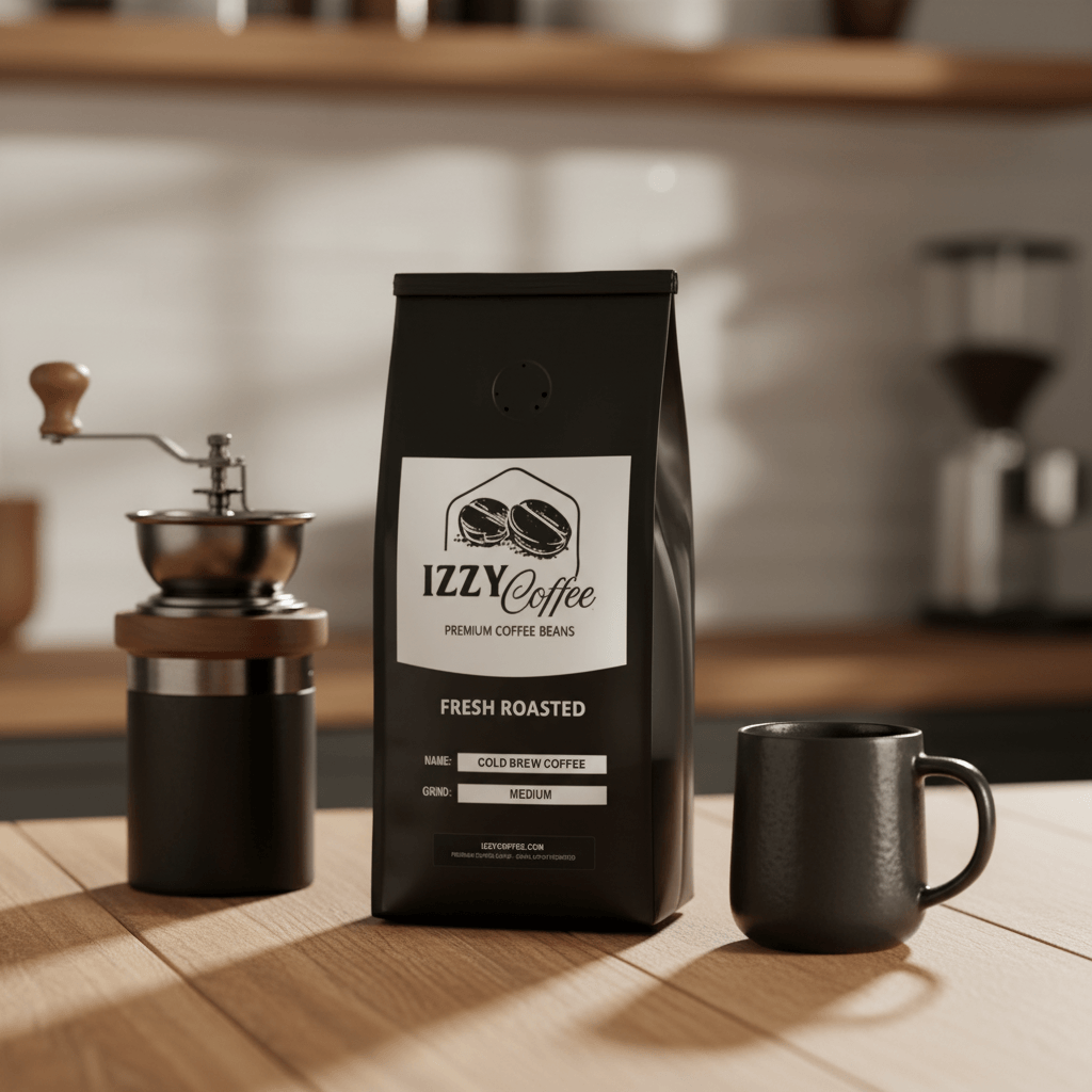 Cold Brew Coffee Izzy Coffee fresh roasted coffee lifestyle image for brewing and gifting