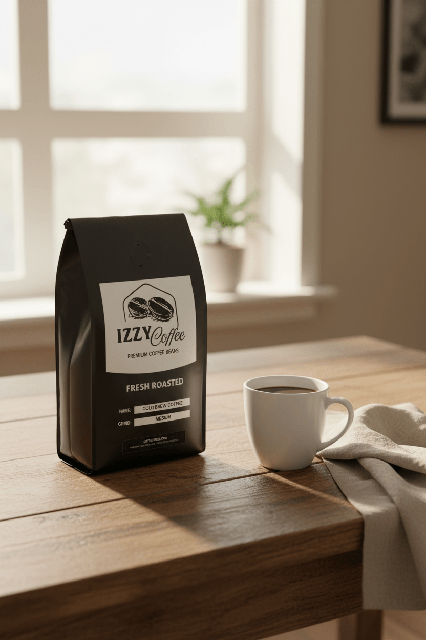 Cold Brew Coffee Izzy Coffee fresh roasted coffee lifestyle image for brewing and gifting