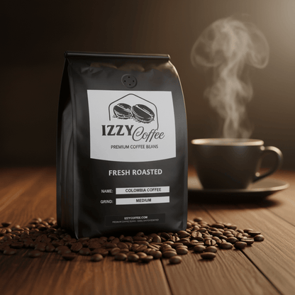 Colombia Coffee Izzy Coffee fresh roasted coffee lifestyle image for brewing and gifting