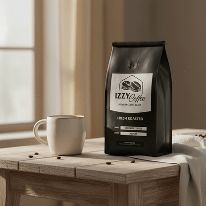 Colombia Coffee Izzy Coffee fresh roasted coffee lifestyle image for brewing and gifting