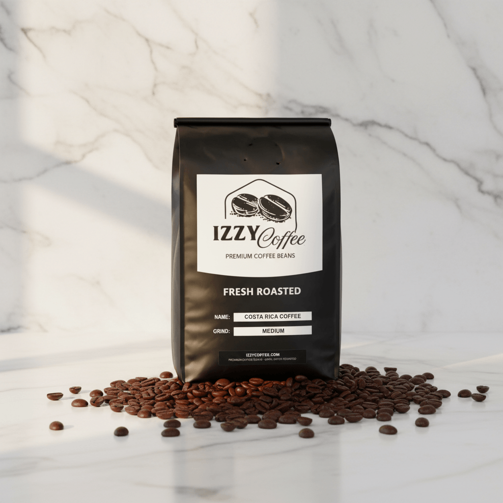 Costa Rica Coffee Izzy Coffee fresh roasted coffee lifestyle image for brewing and gifting