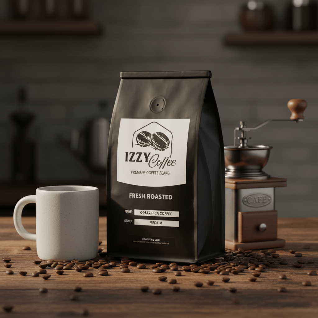 Costa Rica Coffee Izzy Coffee fresh roasted coffee lifestyle image for brewing and gifting