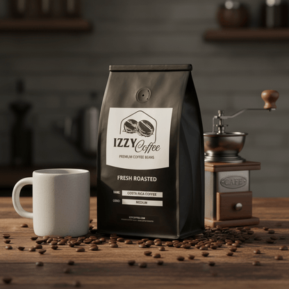 Costa Rica Coffee Izzy Coffee fresh roasted coffee lifestyle image for brewing and gifting