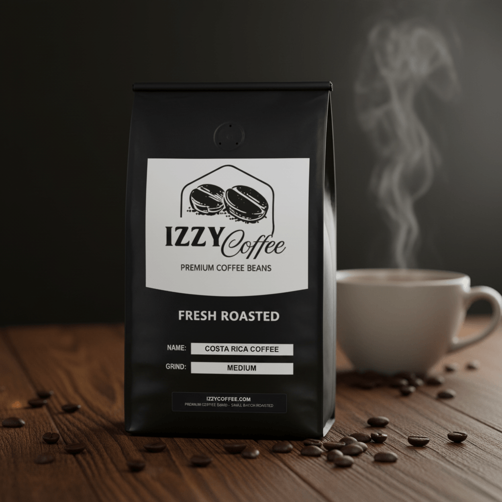 Costa Rica Coffee Izzy Coffee fresh roasted coffee lifestyle image for brewing and gifting