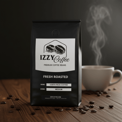 Costa Rica Coffee Izzy Coffee fresh roasted coffee lifestyle image for brewing and gifting
