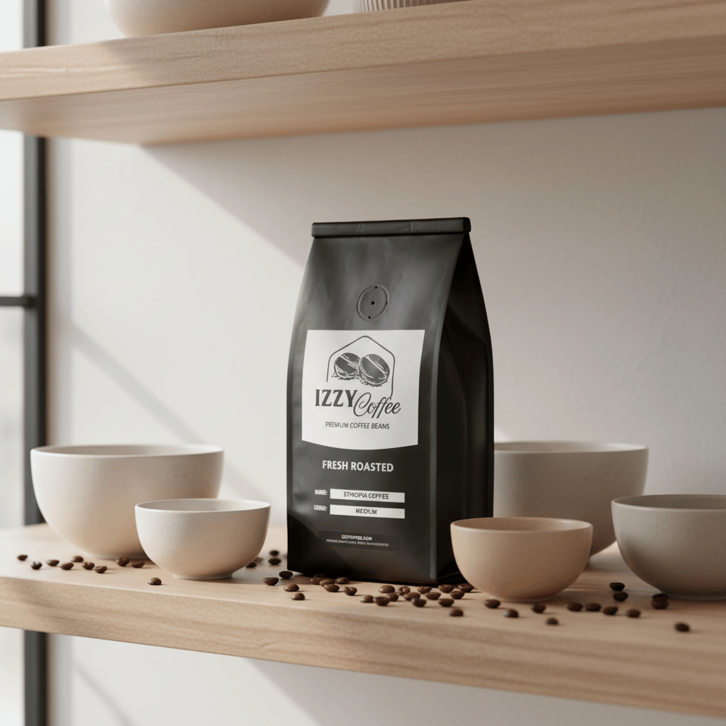 Ethiopia Coffee Izzy Coffee fresh roasted coffee lifestyle image for brewing and gifting