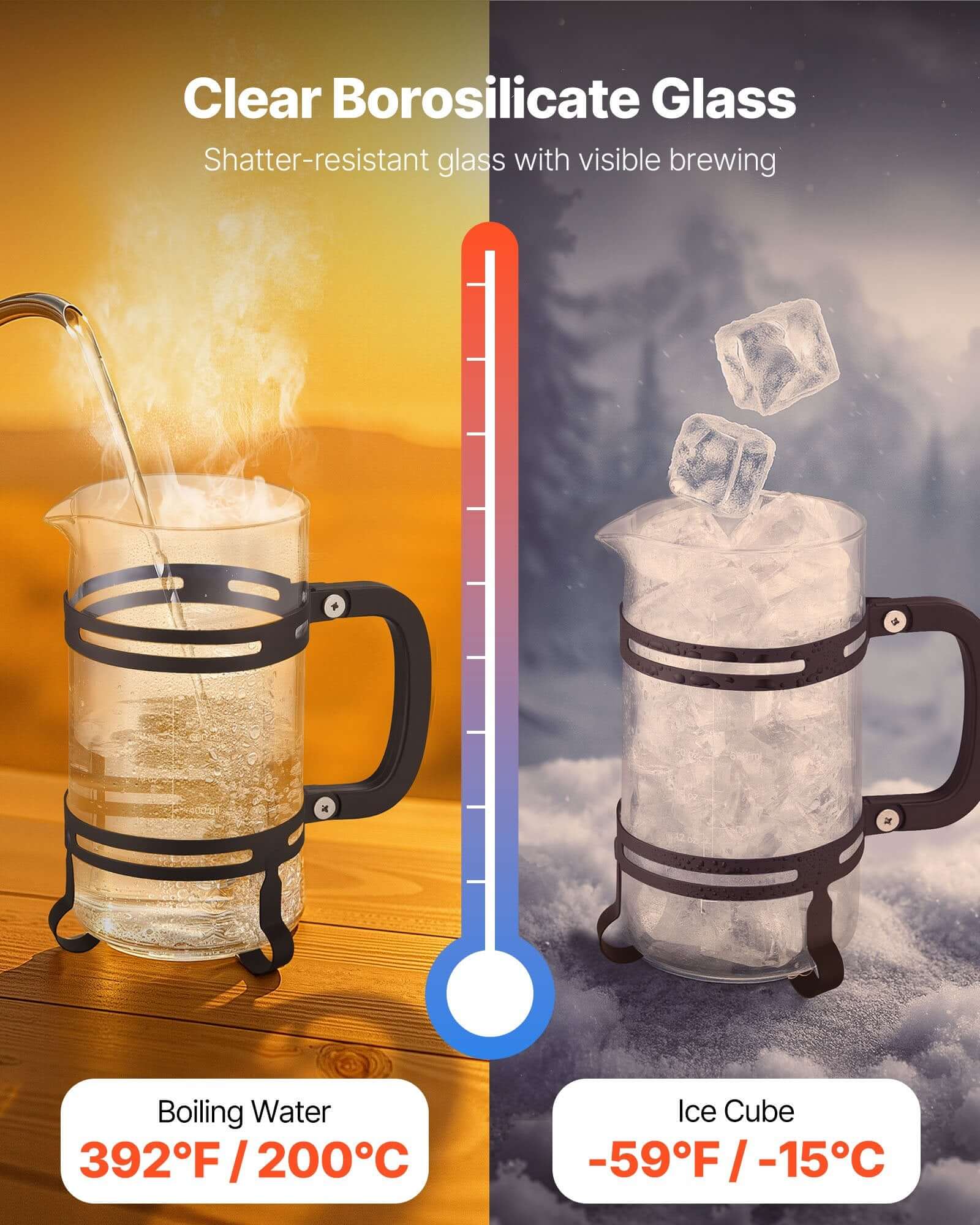 Borosilicate Glass French Press Izzy Coffee brewing accessory detail image for home coffee setup