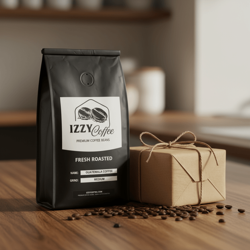 Guatemala Coffee Izzy Coffee fresh roasted coffee lifestyle image for brewing and gifting