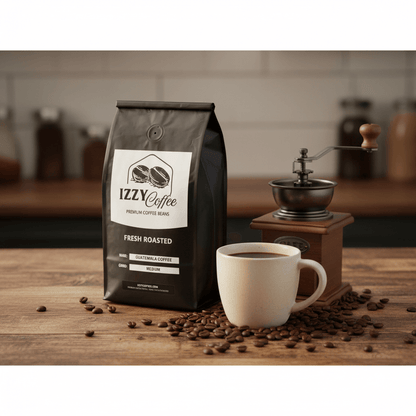 Guatemala Coffee Izzy Coffee fresh roasted coffee lifestyle image for brewing and gifting