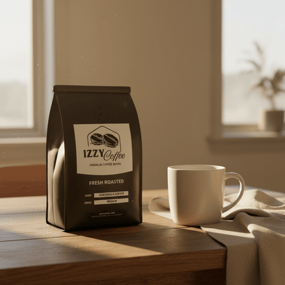 Guatemala Coffee Izzy Coffee fresh roasted coffee lifestyle image for brewing and gifting