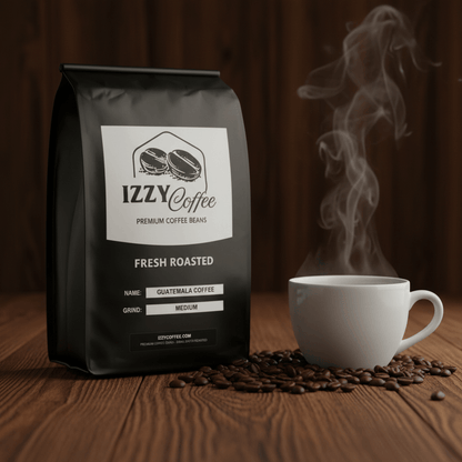 Guatemala Coffee Izzy Coffee fresh roasted coffee lifestyle image for brewing and gifting