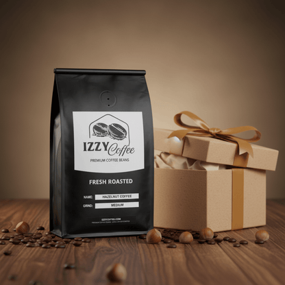 Hazelnut Coffee Izzy Coffee fresh roasted coffee lifestyle image for brewing and gifting