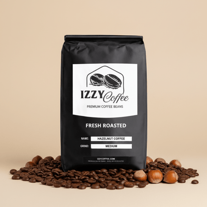 Hazelnut Coffee Izzy Coffee fresh roasted coffee lifestyle image for brewing and gifting