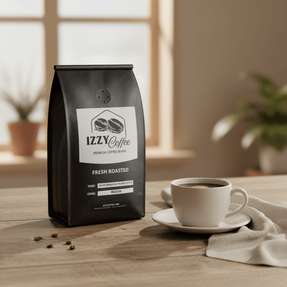 House Breakfast Blend Coffee Izzy Coffee fresh roasted coffee lifestyle image for brewing and gifting