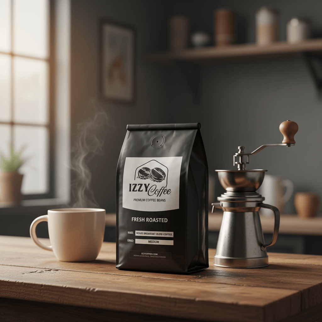House Breakfast Blend Coffee Izzy Coffee fresh roasted coffee lifestyle image for brewing and gifting