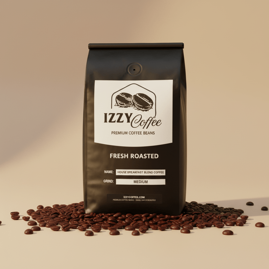 House Breakfast Blend Coffee Izzy Coffee fresh roasted coffee lifestyle image for brewing and gifting