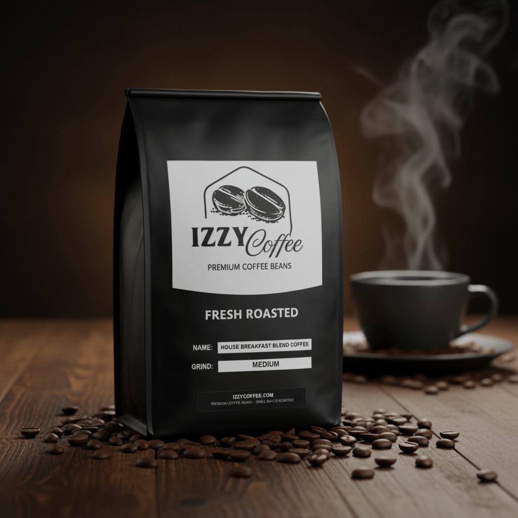 House Breakfast Blend Coffee Izzy Coffee fresh roasted coffee lifestyle image for brewing and gifting