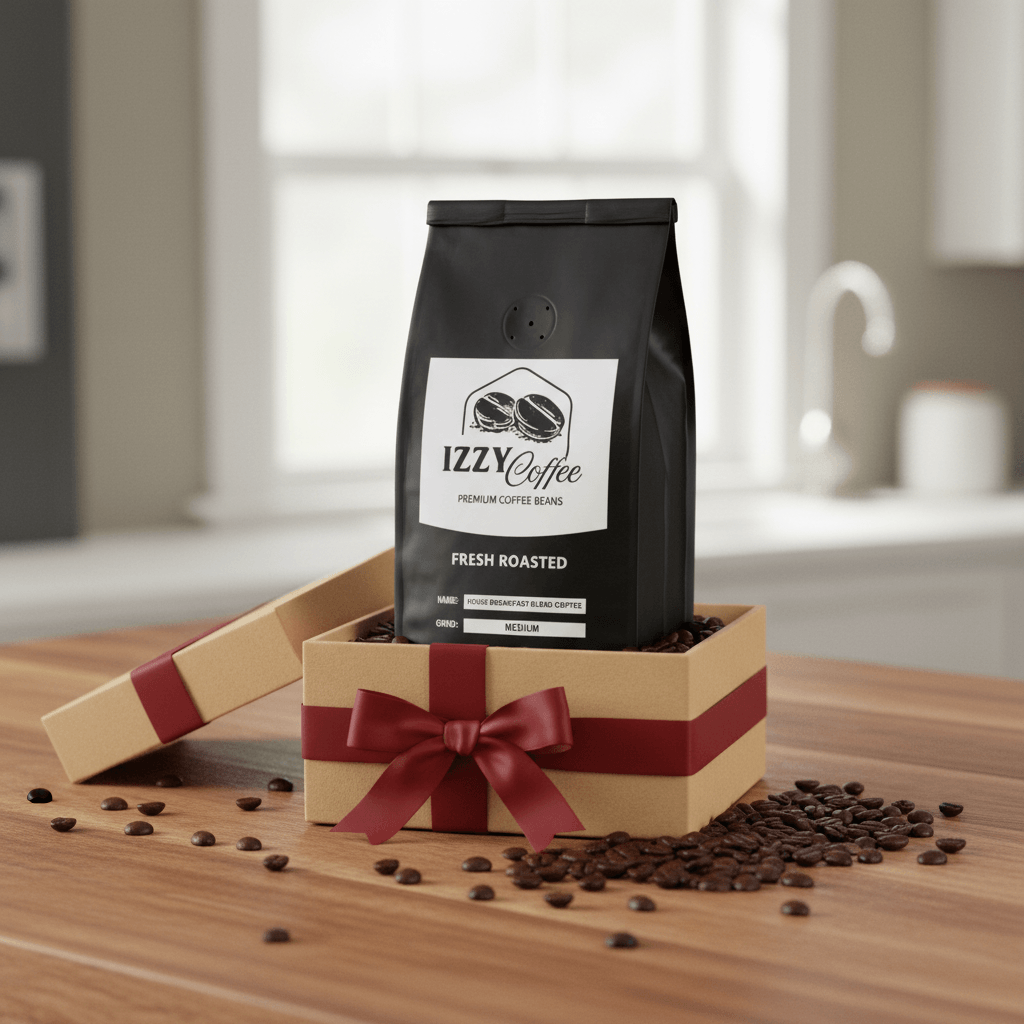 House Breakfast Blend Coffee Izzy Coffee fresh roasted coffee lifestyle image for brewing and gifting