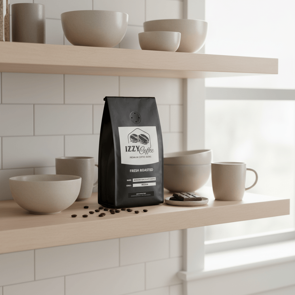 Mexican Chocolate Coffee Izzy Coffee fresh roasted coffee lifestyle image for brewing and gifting