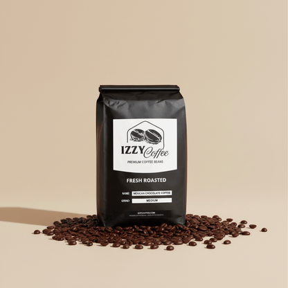 Mexican Chocolate Coffee Izzy Coffee fresh roasted coffee lifestyle image for brewing and gifting